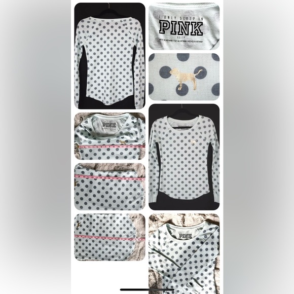 Victoria Secret Only Sleep in Pink Green Gray Polka Dot Top V.good condition XS - Picture 2 of 3